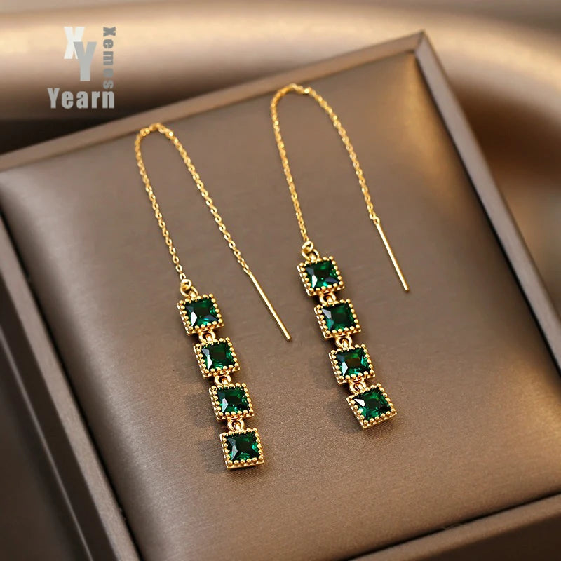 Zircon Flower Long Earrings for Party Girl
