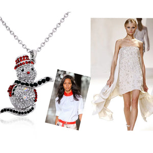 High-End Christmas Snowman Necklace - Woven Sweater Chain