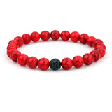 Red Stone Beads Macrame Bracelets Set