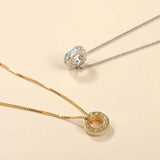 925 Silver Constellation Symbol Circle Necklace Round Pendant Chain Jewelry