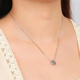 925 Silver Constellation Symbol Circle Necklace Round Pendant Chain Jewelry