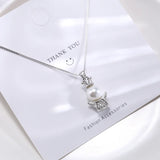 Angel Crown Necklace 925 Sterling Silver Shell Bead Pendant for Women