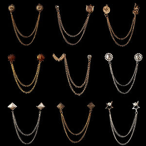 Bird Brooch Star Crystal Tassel Chain Lapel Pin for Suit Shirt Women Men