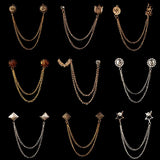 Bird Brooch Star Crystal Tassel Chain Lapel Pin for Suit Shirt Women Men