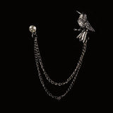 Bird Brooch Star Crystal Tassel Chain Lapel Pin for Suit Shirt Women Men