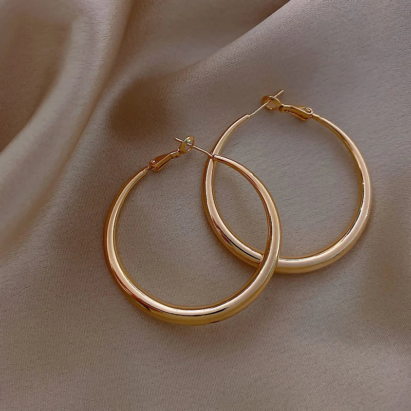 Hip-Hop Metal Circle Hoop Earrings For Woman Temperament Jewelry