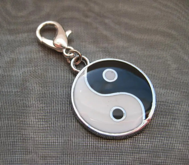 Vintage Yin Yang & Charm Lobster Button Pendant for Bracelet Necklace