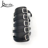Punk Faux Leather Bracelets Metal Buckle Bangles Wrap Bracelet