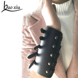 Punk Faux Leather Bracelets Metal Buckle Bangles Wrap Bracelet