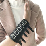 Punk Faux Leather Bracelets Metal Buckle Bangles Wrap Bracelet