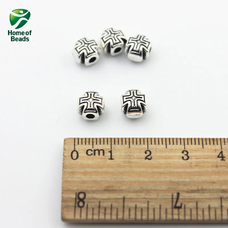 Antique Silver Cross Alloy Beads for Jewelry Making (50pcs/lot)