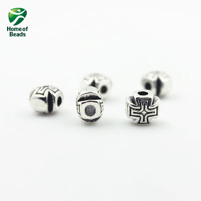 Antique Silver Cross Alloy Beads for Jewelry Making (50pcs/lot)
