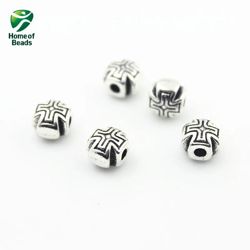 Antique Silver Cross Alloy Beads for Jewelry Making (50pcs/lot)