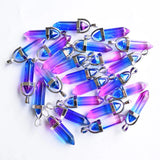 2-Color Glass Pillar Charm Pendants for Jewelry Making 24pcs/lot