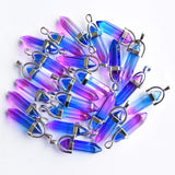 2-Color Glass Pillar Charm Pendants for Jewelry Making 24pcs/lot