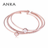 Rose Colour Bracelet Bangle Set Crystal Austrian Women Joyas
