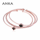 Rose Colour Bracelet Bangle Set Crystal Austrian Women Joyas