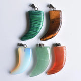 10pcs Assorted Natural Stone Ox Horn Pendants for Jewelry Making