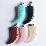 10pcs Assorted Natural Stone Ox Horn Pendants for Jewelry Making