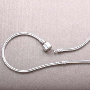 925 Silver Moments Snake Chain Necklace with Sparkling Heart