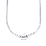 925 Sterling Silver Snake Chain Necklace Sparkling Heart Women Charms