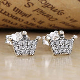 925 Silver Sparkle Crown Stud Earrings DIY Jewelry