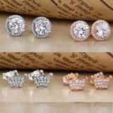 925 Silver Sparkle Crown Stud Earrings DIY Jewelry