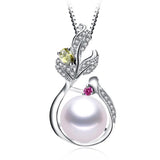Freshwater Pearl Necklace 925 Sterling Silver Natural Pendants Fine Jewelry