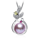 Freshwater Pearl Necklace 925 Sterling Silver Natural Pendants Fine Jewelry
