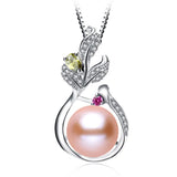Freshwater Pearl Necklace 925 Sterling Silver Natural Pendants Fine Jewelry
