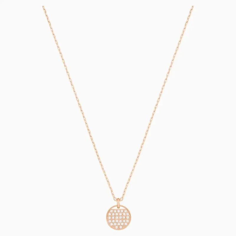 Ginger Pendant Round Shape Pave Sparkling Racket Rose Chain Necklace