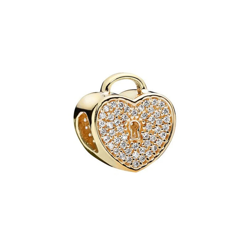 925 Silver Heart-shaped Love Lock Beads DIY Romantic Jewelry Gift