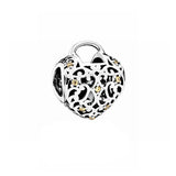 925 Silver Heart-shaped Love Lock Beads DIY Romantic Jewelry Gift