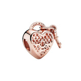 925 Silver Heart-shaped Love Lock Beads DIY Romantic Jewelry Gift