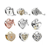925 Silver Heart-shaped Love Lock Beads DIY Romantic Jewelry Gift
