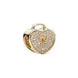 925 Silver Heart-shaped Love Lock Beads DIY Romantic Jewelry Gift