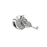925 Silver Heart-shaped Love Lock Beads DIY Romantic Jewelry Gift
