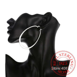 925 Silver Smooth Flat U Round Hoop Earrings Women Jewelry