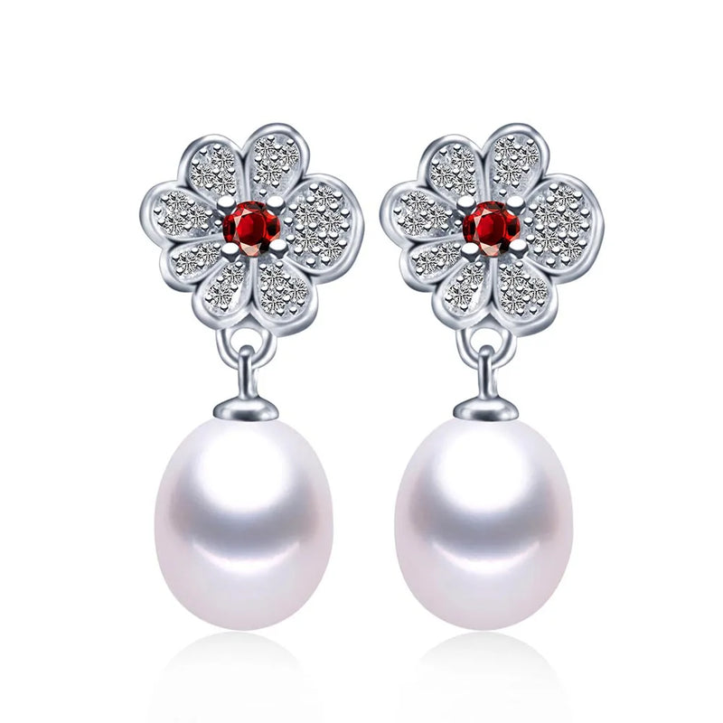 925 Silver Earrings Natural Freshwater Pearl Wedding