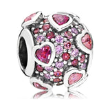 925 Sterling Silver Asymmetric Heart Love Charm Bead for Girlfriend