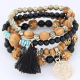 Vintage Tassel Tree of Life Charm Bracelet for Women Beaded Jewelry