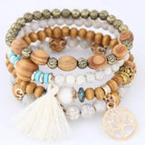 Vintage Tassel Tree of Life Charm Bracelet for Women Beaded Jewelry