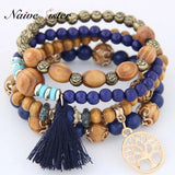 Vintage Tassel Tree of Life Charm Bracelet for Women Beaded Jewelry