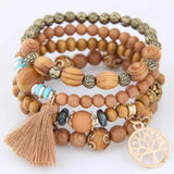 Vintage Tassel Tree of Life Charm Bracelet for Women Beaded Jewelry