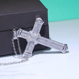 Hot Cross Pendant Jewelry Clear Zircon 925 Silver Women Bridal Necklace