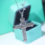 Hot Cross Pendant Jewelry Clear Zircon 925 Silver Women Bridal Necklace