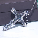 Hot Cross Pendant Jewelry Clear Zircon 925 Silver Women Bridal Necklace