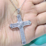 Hot Cross Pendant Jewelry Clear Zircon 925 Silver Women Bridal Necklace
