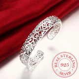 Ethnic Hollow Flowers Bangles 925 Sterling Silver Indian Jewelry
