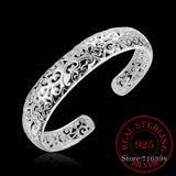 Ethnic Hollow Flowers Bangles 925 Sterling Silver Indian Jewelry